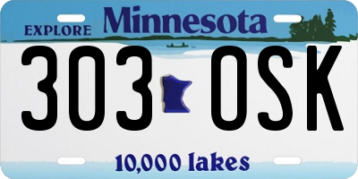 MN license plate 303OSK
