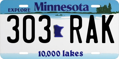 MN license plate 303RAK