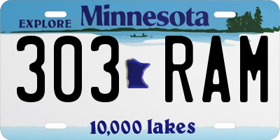 MN license plate 303RAM