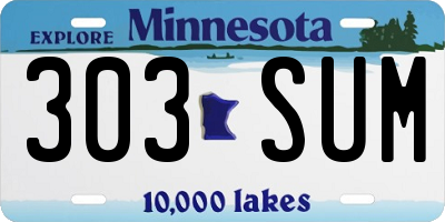 MN license plate 303SUM