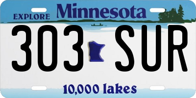 MN license plate 303SUR