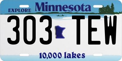 MN license plate 303TEW