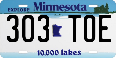 MN license plate 303TOE