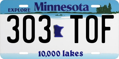 MN license plate 303TOF
