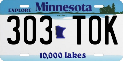 MN license plate 303TOK