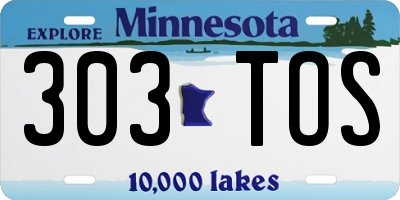 MN license plate 303TOS