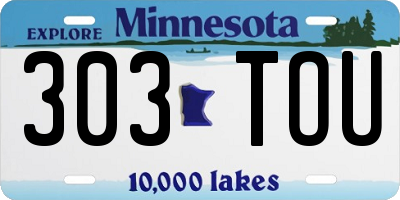 MN license plate 303TOU