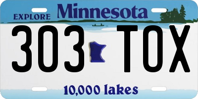 MN license plate 303TOX