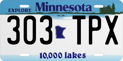 MN license plate 303TPX
