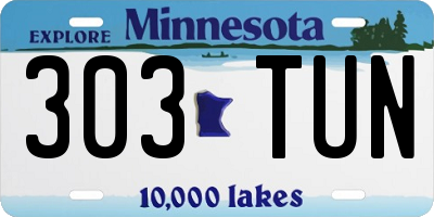 MN license plate 303TUN