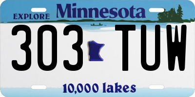 MN license plate 303TUW