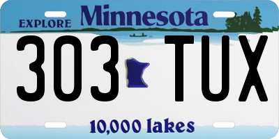 MN license plate 303TUX