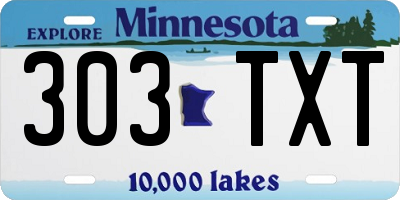 MN license plate 303TXT