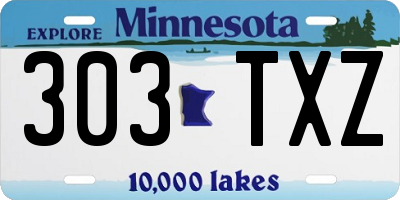 MN license plate 303TXZ