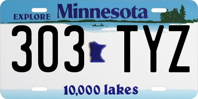 MN license plate 303TYZ