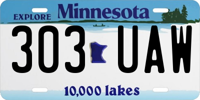 MN license plate 303UAW