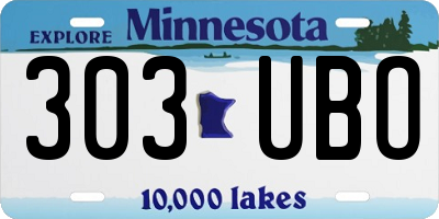 MN license plate 303UBO