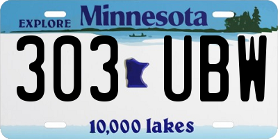 MN license plate 303UBW