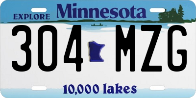 MN license plate 304MZG