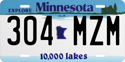 MN license plate 304MZM