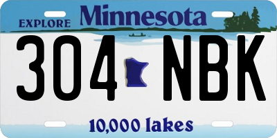 MN license plate 304NBK