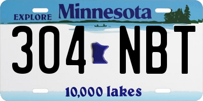 MN license plate 304NBT