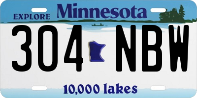 MN license plate 304NBW