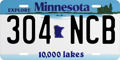 MN license plate 304NCB