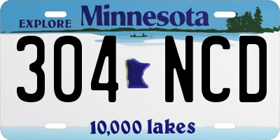 MN license plate 304NCD