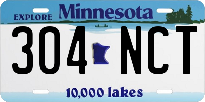 MN license plate 304NCT