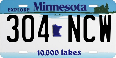 MN license plate 304NCW