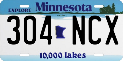 MN license plate 304NCX