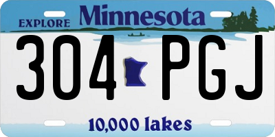 MN license plate 304PGJ