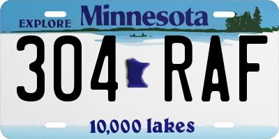 MN license plate 304RAF