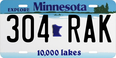 MN license plate 304RAK