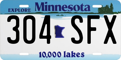 MN license plate 304SFX