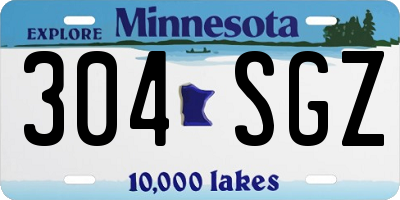 MN license plate 304SGZ