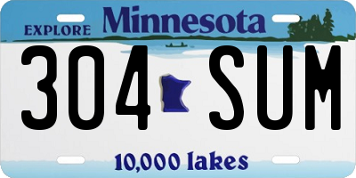 MN license plate 304SUM