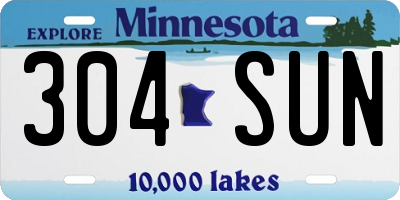 MN license plate 304SUN