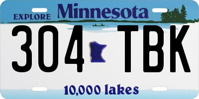 MN license plate 304TBK
