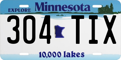 MN license plate 304TIX