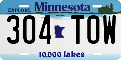 MN license plate 304TOW