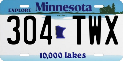 MN license plate 304TWX