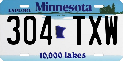 MN license plate 304TXW