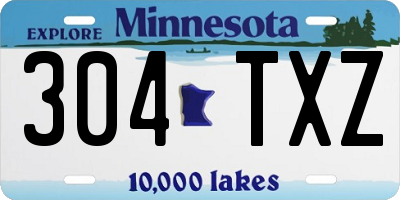 MN license plate 304TXZ