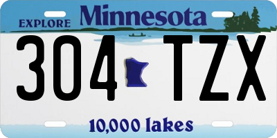 MN license plate 304TZX