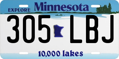 MN license plate 305LBJ