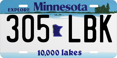 MN license plate 305LBK