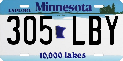 MN license plate 305LBY