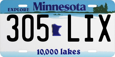 MN license plate 305LIX
